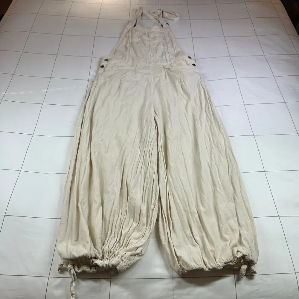 Free People Overalls Womens Medium Morning Oat Follow the Sun One Piece Balloon